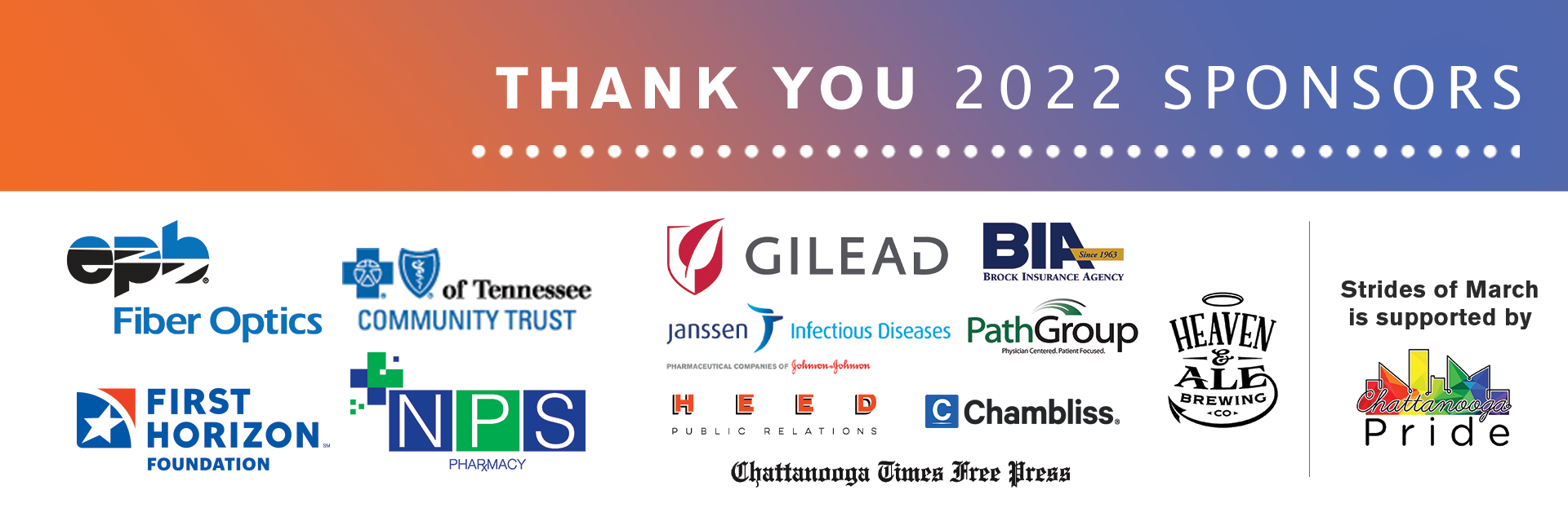 Thank You 2022 Strides of March Sponsors!